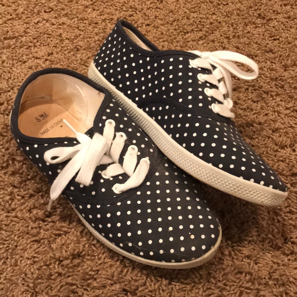 Navy blue and polka dot shoes